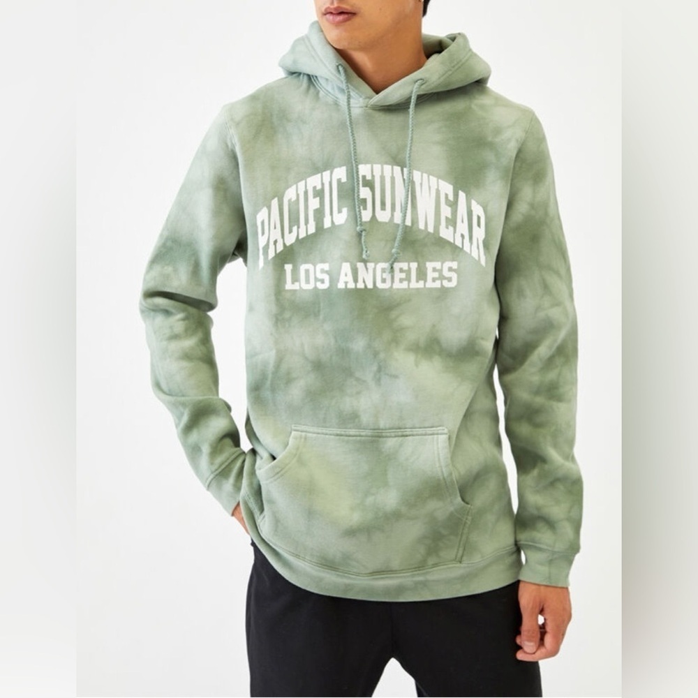 Pac Sun Men's Pacific Sunwear Tie-Dye Green Hoodie